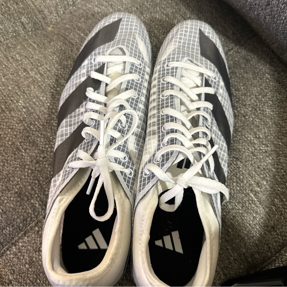 Adidas Sprintstar White / Black  size 11.5  with Track Spikes installed. GUC